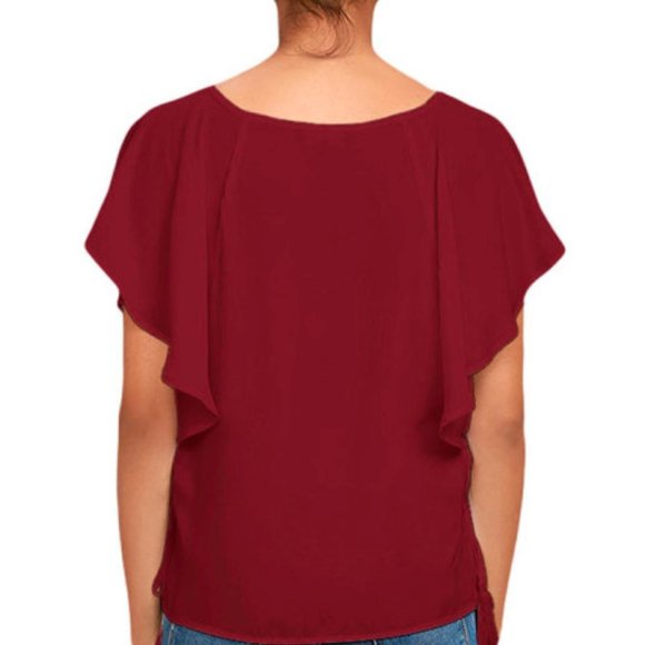 Butterfly Sleeve Top in Wine - Picture 2 of 2